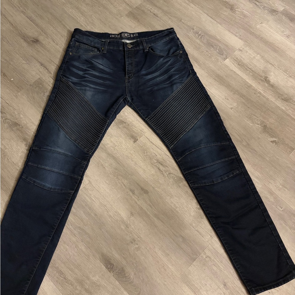 Dark Blue Biker Jeans